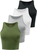 Crop Tops For Women Workout Cropped Tank Top High Neck Camisole Yoga Shirts Athletic Undershirts 4 Pack