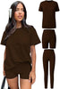 Women's 3 Piece Loungewear Set Soft & Stretchy Loose T Shirt with Shorts & Long Pants