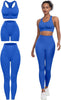 3 Piece Workout Sets for Women Butt Lifting Leggings with High Impact Sports Bra Gym Shorts