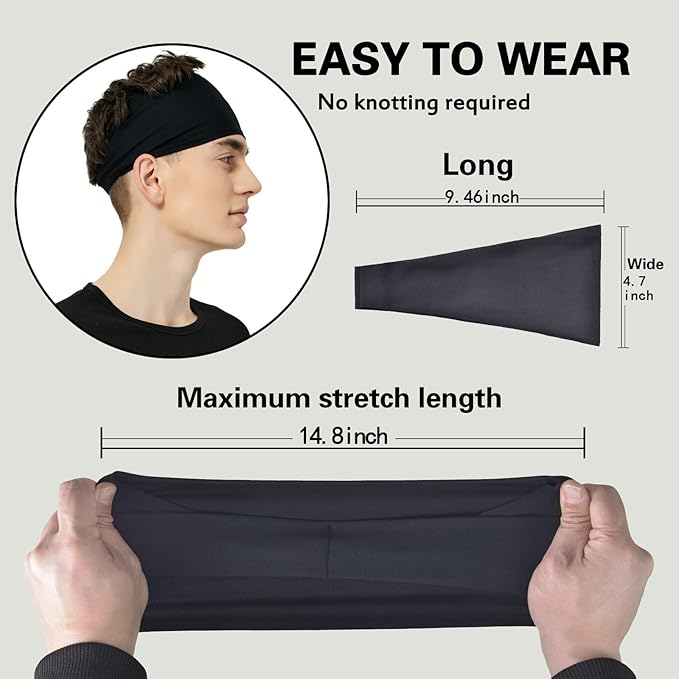 Sports Headbands for Men & Women – 5-Pack Moisture-Wicking Sweatbands for Running, Cycling, Yoga | Marwa Clothing