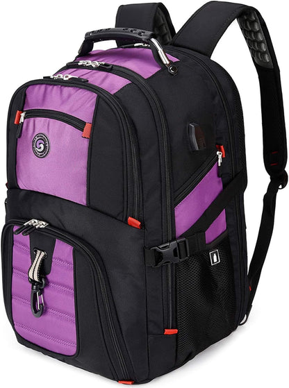 Extra Large 50L Travel Laptop Backpack with USB Charging Port, College High School Backpack Airline Approved Business Work Bag Fits 17 Inch Computer for Men Women