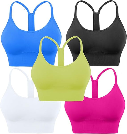 Evercute Racerback Sports Bras Padded Y Racer Back Cropped Bras for Yoga Workout Fitness Low Impact