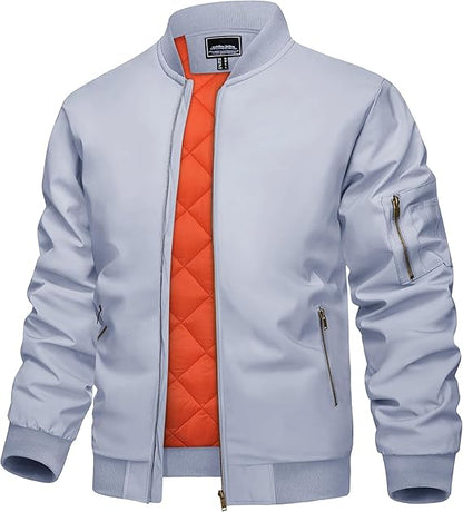 Men's Jacket Casual Windproof Bomber Jackets Full Zip Windbreaker Warm Winter Padded Coats