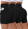 BLUELILY 3 Pack Women's Biker Shorts with Pockets 5" 8" Seamless High Waisted Tummy Control Workout Shorts for Running Gym