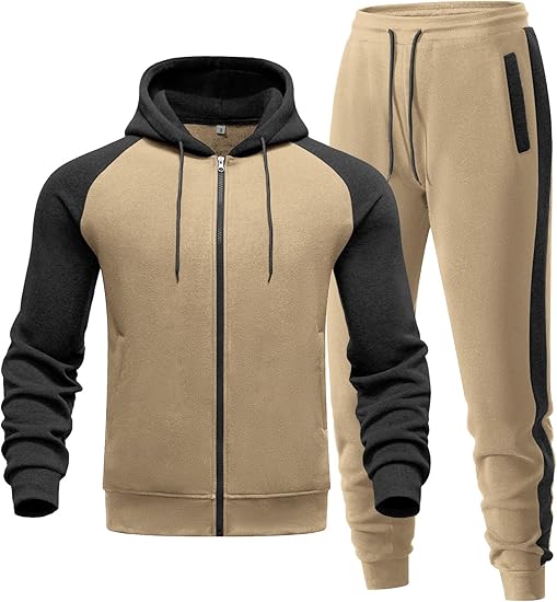 Men’s 2-Piece Tracksuit Set – Zip-Up Hoodie & Joggers | Athletic, Casual Outfit with Pockets