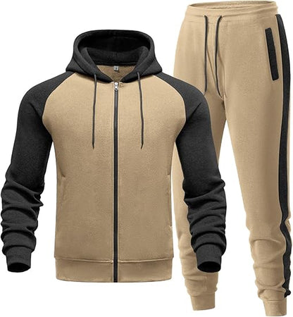 Men’s 2-Piece Tracksuit Set – Zip-Up Hoodie & Joggers | Athletic, Casual Outfit with Pockets