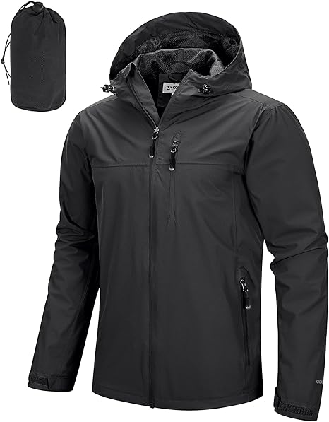 Men’s Packable Waterproof Rain Jacket with Hood – Lightweight Shell