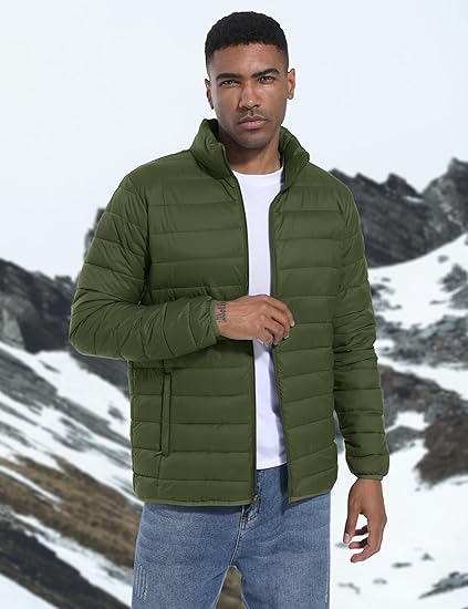 Men's Lightweight Puffer Jacket Winter Quilted Puffy Jackets Warm Water-Resistant Windproof Insulated Coats