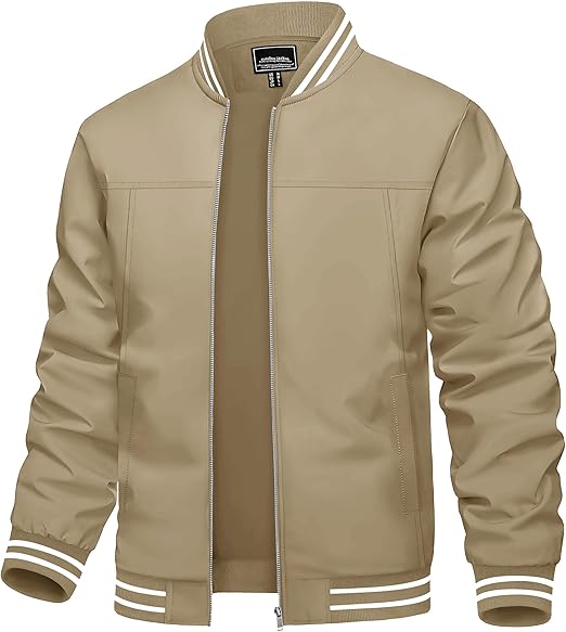 Men's Lightweight Jacket Casual Spring Fall Windbreaker Bomber Zip Up Coat With Pocket