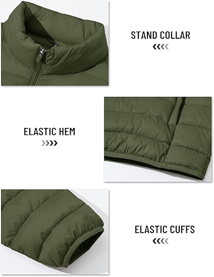 Men's Lightweight Puffer Jacket Winter Quilted Puffy Jackets Warm Water-Resistant Windproof Insulated Coats