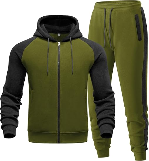 Men’s 2-Piece Tracksuit Set – Zip-Up Hoodie & Joggers | Athletic, Casual Outfit with Pockets