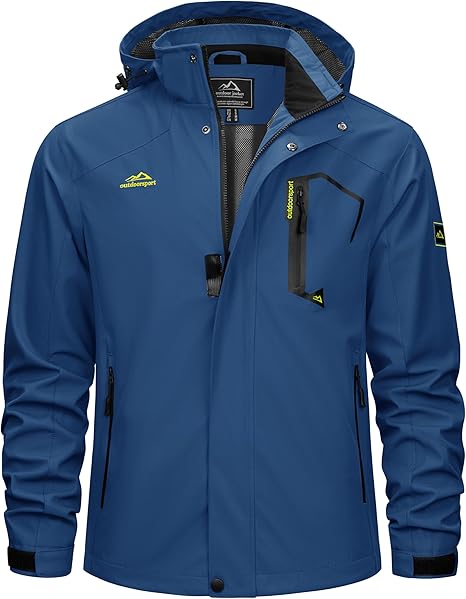 Men’s Lightweight Hooded Rain Jacket – Water-Resistant Windbreaker