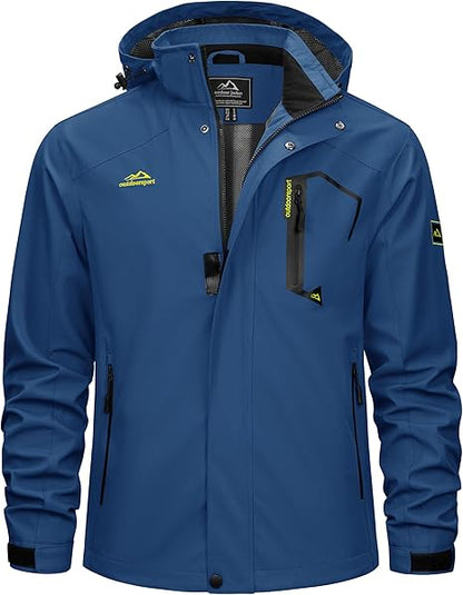 Men’s Lightweight Hooded Rain Jacket – Water-Resistant Windbreaker