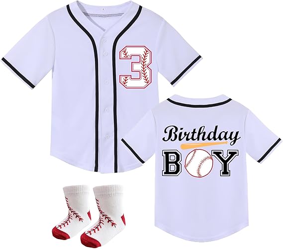 Toddler Boy Birthday Baseball Theme Shirt with Socks Kids Baseball Jerseys 1st 2nd 3rd 4 Year Old Birthday Outfits 4.6 4.6 out of 5 stars    2 ratings