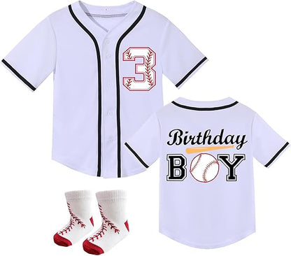 Toddler Boy Birthday Baseball Theme Shirt with Socks Kids Baseball Jerseys 1st 2nd 3rd 4 Year Old Birthday Outfits 4.6 4.6 out of 5 stars    2 ratings