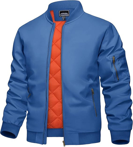 Men's Jacket Casual Windproof Bomber Jackets Full Zip Windbreaker Warm Winter Padded Coats