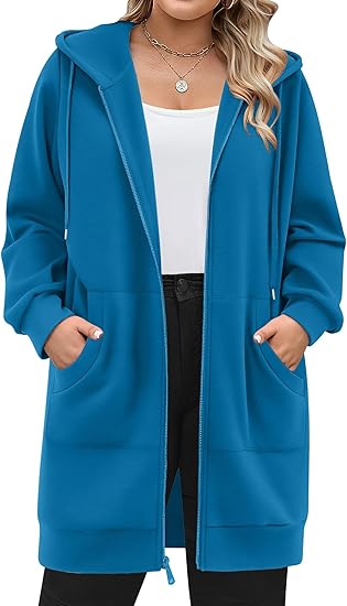 Zeagoo Zip Up Hoodies For Women Long Sleeve Oversized Sweatshirts Casual Lightweight Fleece Jackets With Pockets