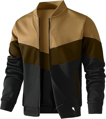 Mens Lightweight Jacket Casual Bomber Jacket Color Block Varsity Coat