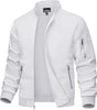 Men's Bomber Jacket Lightweight Casual Windbreaker Spring Fall Zip Up Coat with 5 Pocket