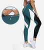 QUEENIEKE Women Yoga Pants Color Blocking Mesh Workout Running Leggings Tights