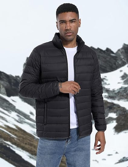 Men's Lightweight Puffer Jacket Winter Quilted Puffy Jackets Warm Water-Resistant Windproof Insulated Coats