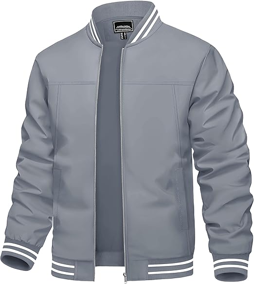 Men's Lightweight Jacket Casual Spring Fall Windbreaker Bomber Zip Up Coat With Pocket