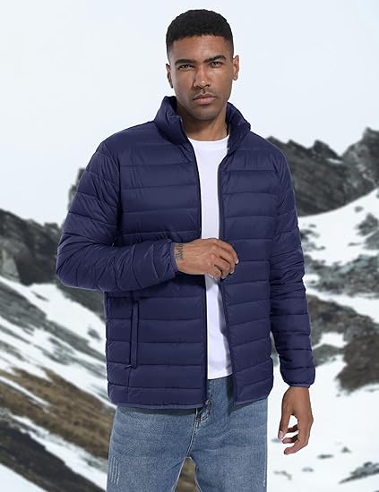 Men's Lightweight Puffer Jacket Winter Quilted Puffy Jackets Warm Water-Resistant Windproof Insulated Coats