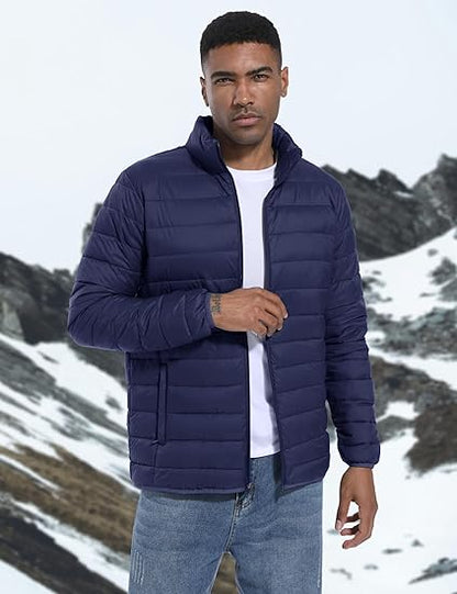 Men's Lightweight Puffer Jacket Winter Quilted Puffy Jackets Warm Water-Resistant Windproof Insulated Coats