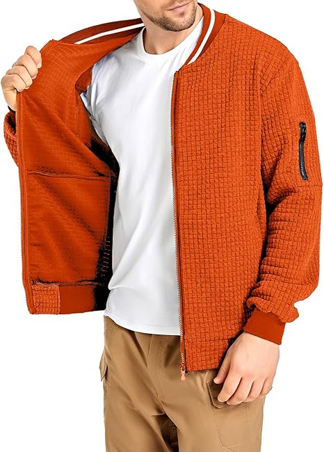 Mens Lightweight Jacket Casual Bomber Jacket Varsity Coat