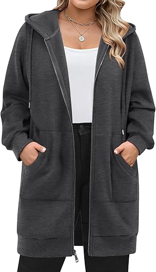 Zeagoo Zip Up Hoodies For Women Long Sleeve Oversized Sweatshirts Casual Lightweight Fleece Jackets With Pockets