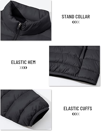 Men's Lightweight Puffer Jacket Winter Quilted Puffy Jackets Warm Water-Resistant Windproof Insulated Coats