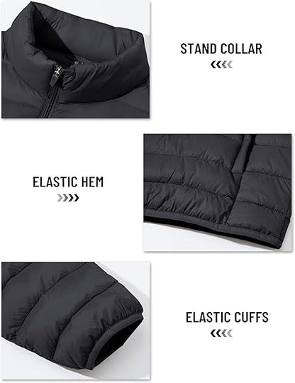 Men's Lightweight Puffer Jacket Winter Quilted Puffy Jackets Warm Water-Resistant Windproof Insulated Coats