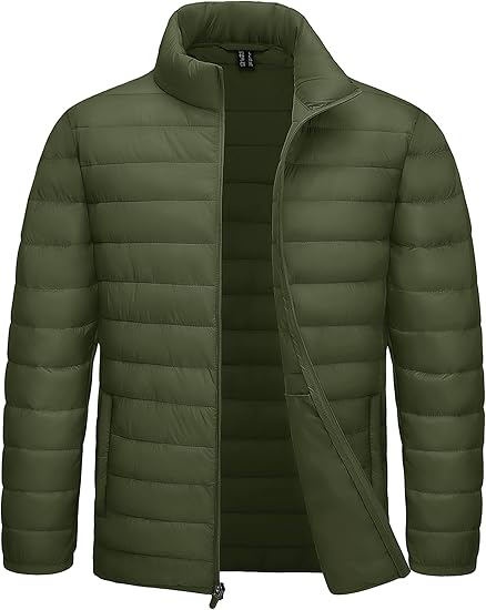 Men's Lightweight Puffer Jacket Winter Quilted Puffy Jackets Warm Water-Resistant Windproof Insulated Coats
