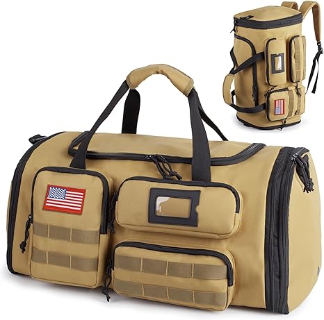Tactical Gym Bag for Men，50L Large 3 in 1 Sports Duffle Bag with Shoes Compartment for Travel,Water Resistant Travel Backpack Weekender Overnight Bag with Wet Pocket for Women