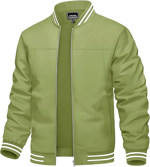 Men's Lightweight Jacket Casual Spring Fall Windbreaker Bomber Zip Up Coat With Pocket