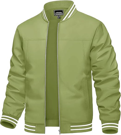 Men's Lightweight Jacket Casual Spring Fall Windbreaker Bomber Zip Up Coat With Pocket