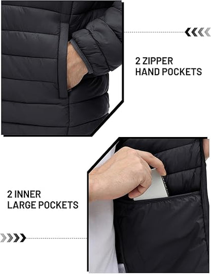 Men's Lightweight Puffer Jacket Winter Quilted Puffy Jackets Warm Water-Resistant Windproof Insulated Coats