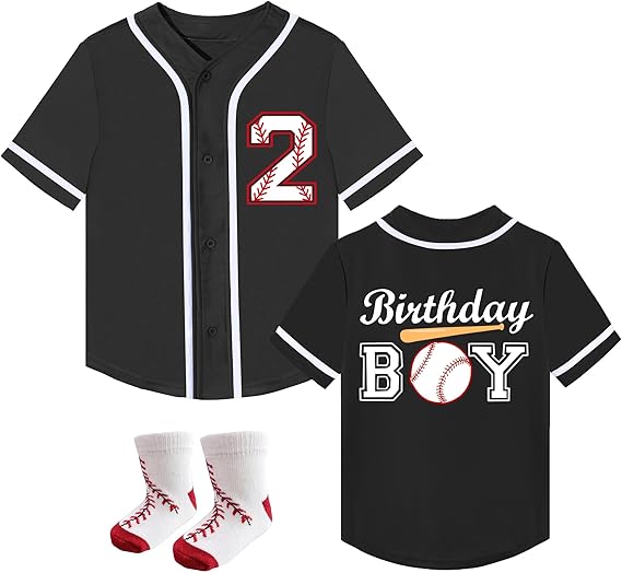Toddler Boy Birthday Baseball Theme Shirt with Socks Kids Baseball Jerseys 1st 2nd 3rd 4 Year Old Birthday Outfits 4.6 4.6 out of 5 stars    2 ratings