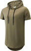 Men's Hooded T-Shirt 190GSM 100% Cotton Soft Streetwear Longline Tee- Breathable Hip Hop Pullover - Pre-Shrunk