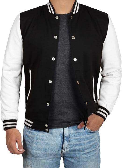 Varsity Jacket Men - High School Letterman Bomber Style Fleece Baseball Jackets For Mens