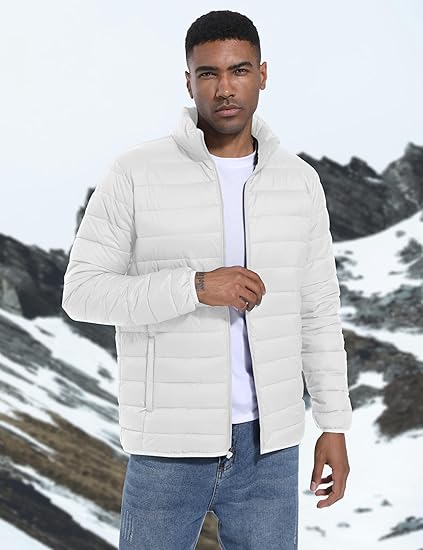 Men's Lightweight Puffer Jacket Winter Quilted Puffy Jackets Warm Water-Resistant Windproof Insulated Coats