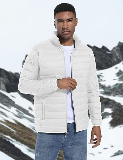 Men's Lightweight Puffer Jacket Winter Quilted Puffy Jackets Warm Water-Resistant Windproof Insulated Coats