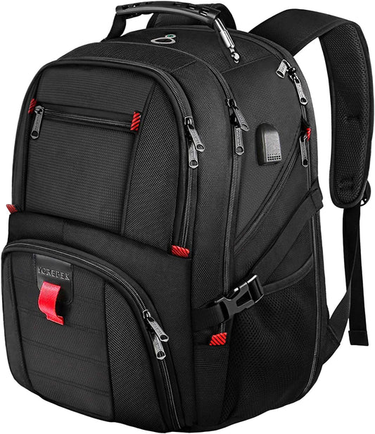 Travel Backpack, Extra Large 50L Laptop Backpacks for Men Women, Water Resistant College Backpack Airline Approved Business Work Bag with USB Charging Port Fits 17 Inch Computers, Light Grey