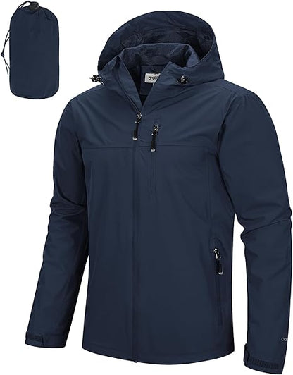 Men’s Packable Waterproof Rain Jacket with Hood – Lightweight Shell