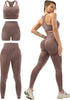 3 Piece Workout Sets for Women Butt Lifting Leggings with High Impact Sports Bra Gym Shorts
