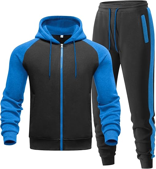 Men’s 2-Piece Tracksuit Set – Zip-Up Hoodie & Joggers | Athletic, Casual Outfit with Pockets