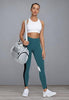 QUEENIEKE Women Yoga Pants Color Blocking Mesh Workout Running Leggings Tights
