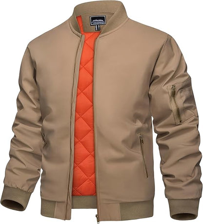 Men's Jacket Casual Windproof Bomber Jackets Full Zip Windbreaker Warm Winter Padded Coats