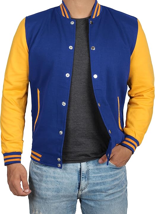 Varsity Jacket Men - High School Letterman Bomber Style Fleece Baseball Jackets For Mens