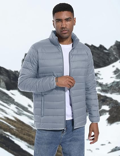 Men's Lightweight Puffer Jacket Winter Quilted Puffy Jackets Warm Water-Resistant Windproof Insulated Coats